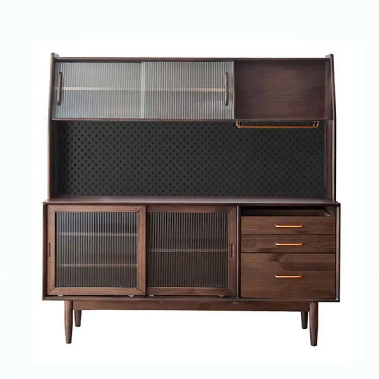 Natural Wooden 3-Drawer Sliding Door Buffet Cabinet Image - 8