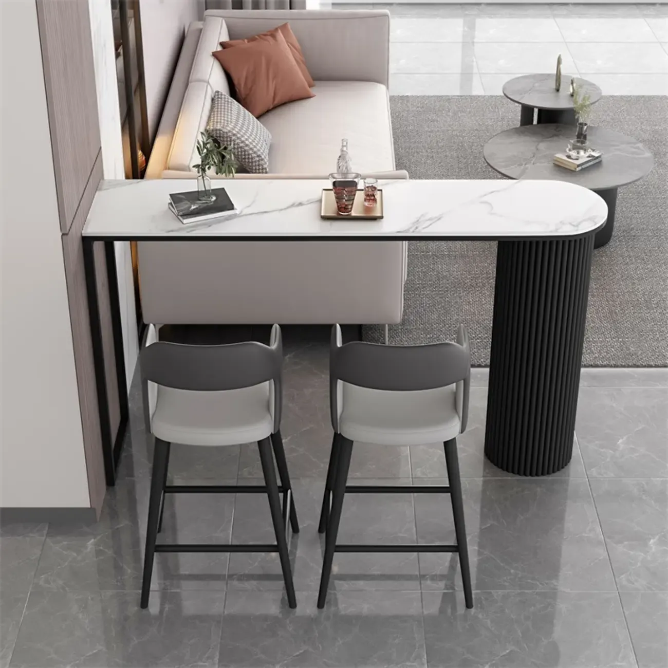 Modern Irregular Stone Metal Bar Tables Image - 1