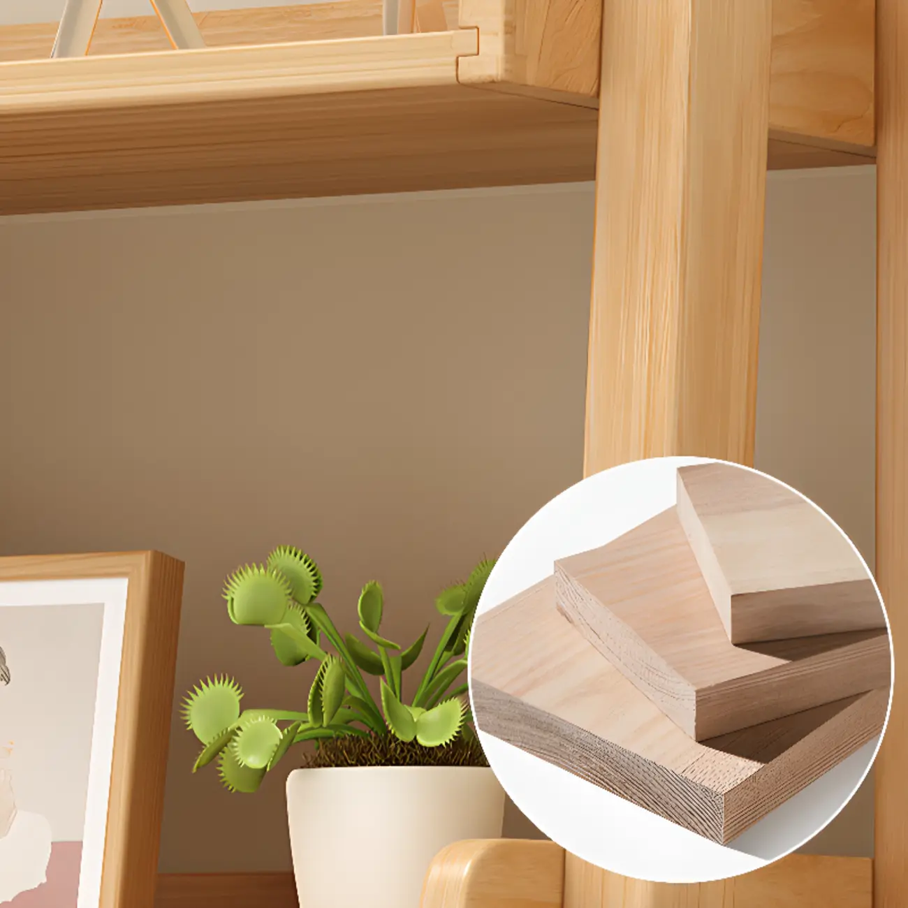 Scandinavian Rectangle Wood 5-Tier Ladder Bookcase Image - 12 | homeyfad