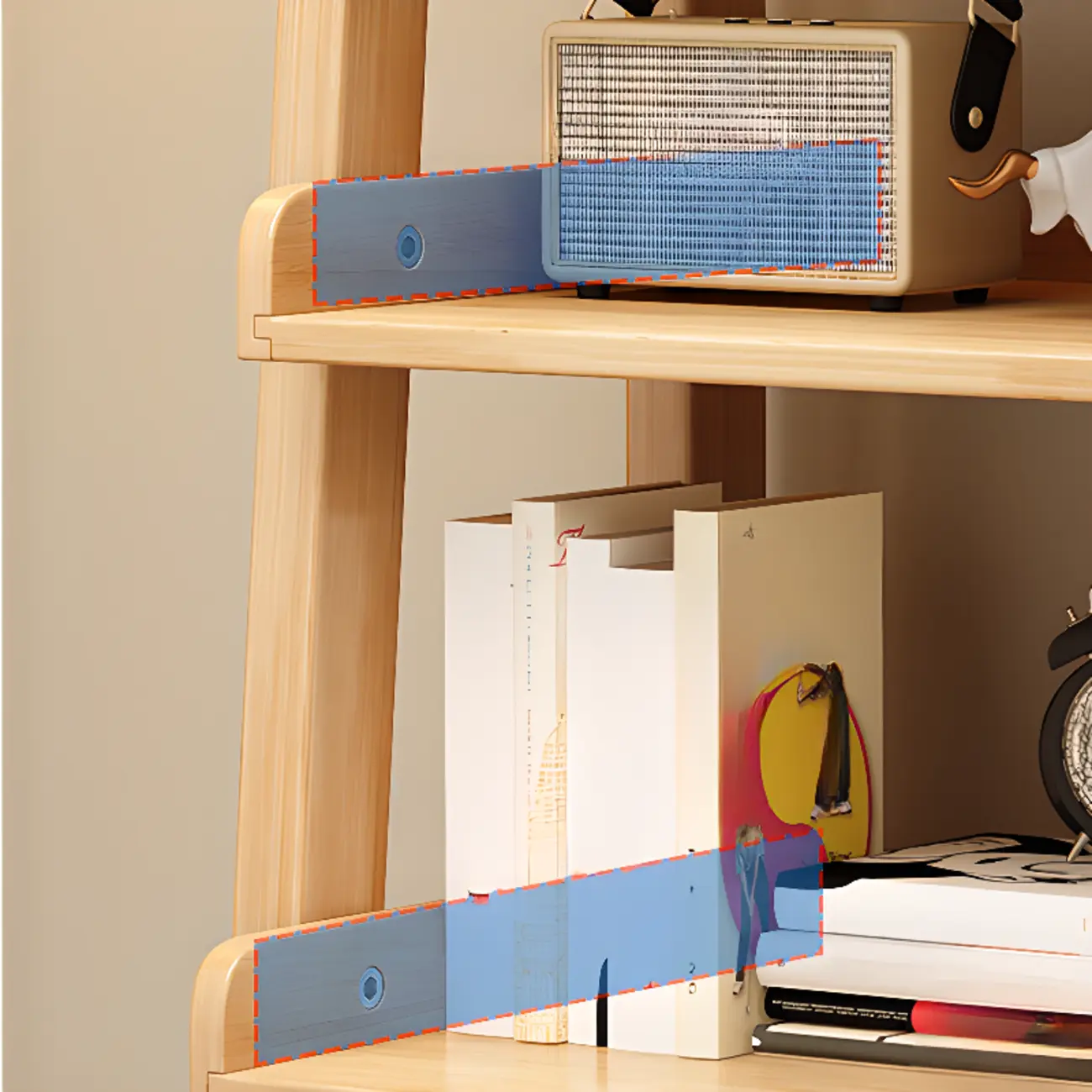 Scandinavian Rectangle Wood 5-Tier Ladder Bookcase Image - 17 | homeyfad