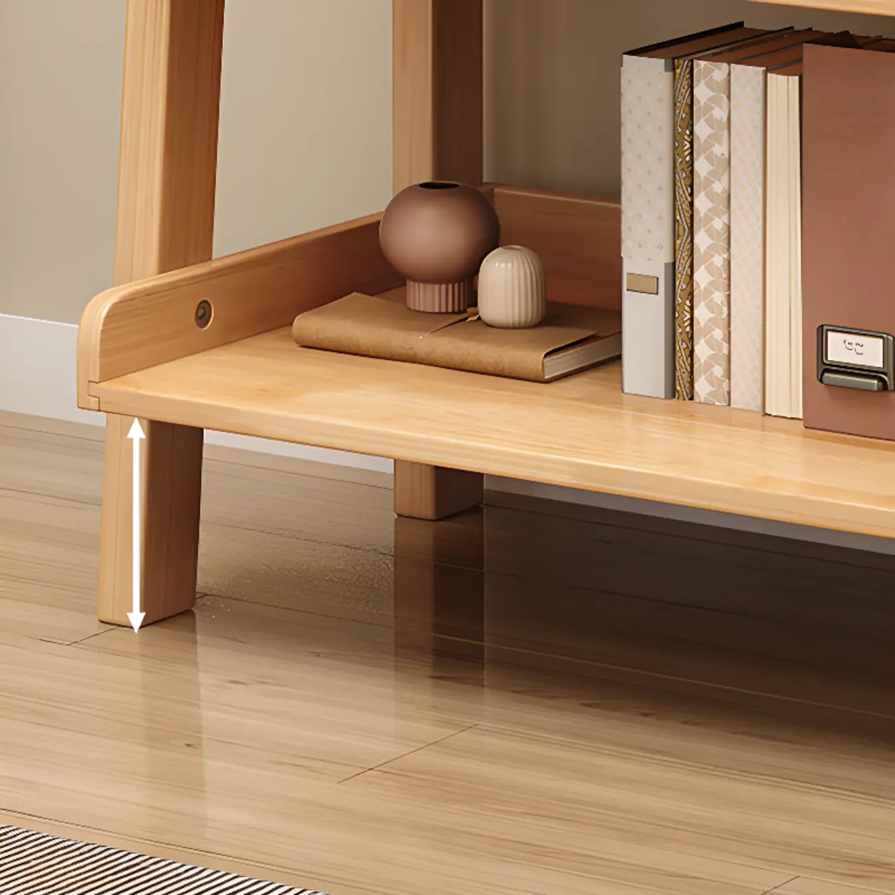 Scandinavian Rectangle Wood 5-Tier Ladder Bookcase Image - 20 | homeyfad