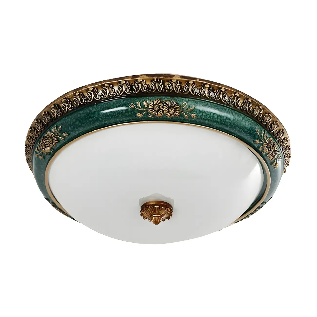Classic Green Bowl Flush Mount LED Ceiling Light Image - 3