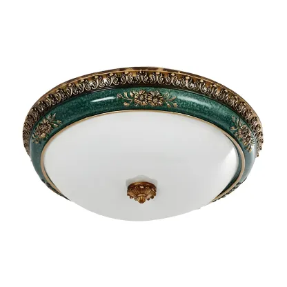 Classic Green Bowl Flush Mount LED Ceiling Light Image - 3