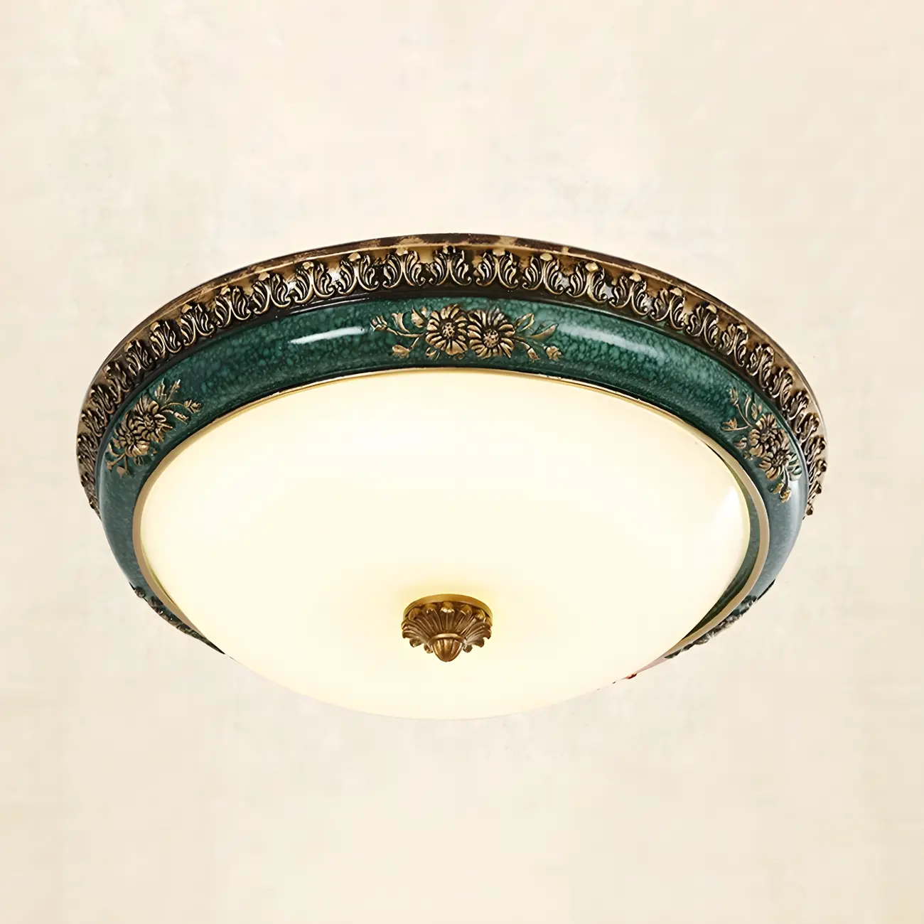Classic Green Bowl Flush Mount LED Ceiling Light Image - 2 | homeyfad