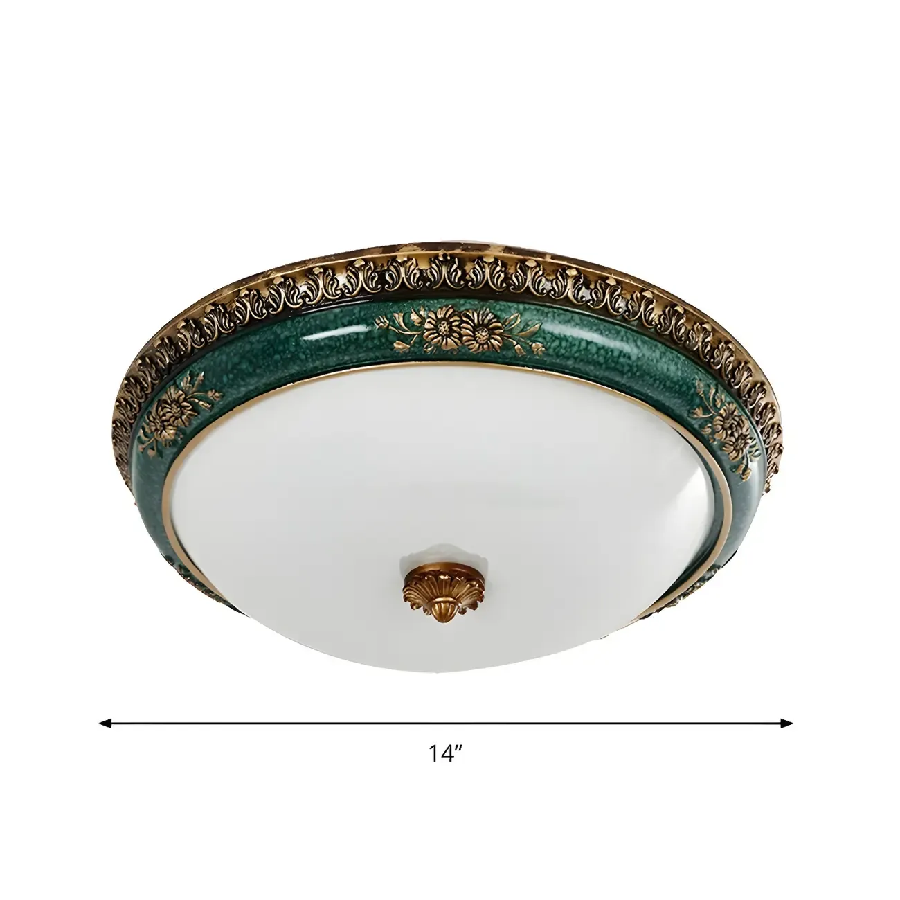 Classic Green Bowl Flush Mount LED Ceiling Light Image - 4