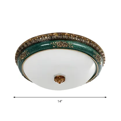 Classic Green Bowl Flush Mount LED Ceiling Light Image - 4