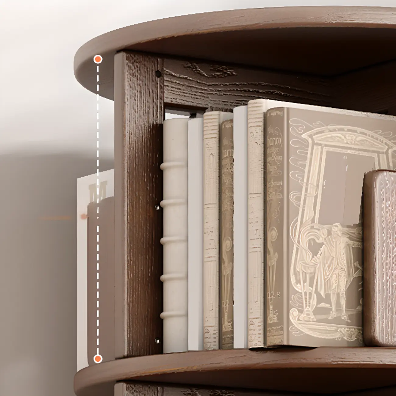 Medium Rotatable Nut-brown Wooden Vertical Bookcase Image - 6 | homeyfad