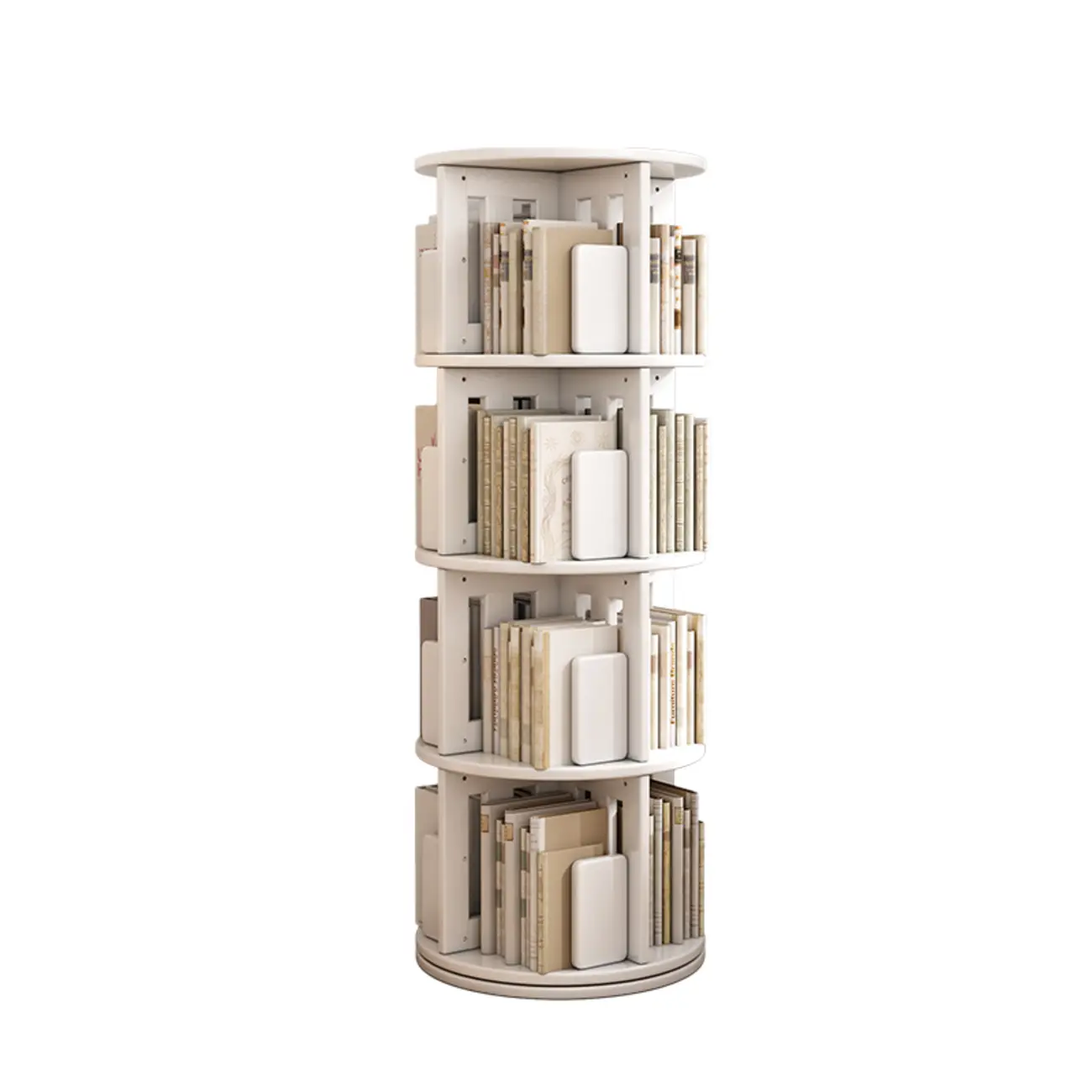 Medium Rotatable Nut-brown Wooden Vertical Bookcase Image - 11 | homeyfad