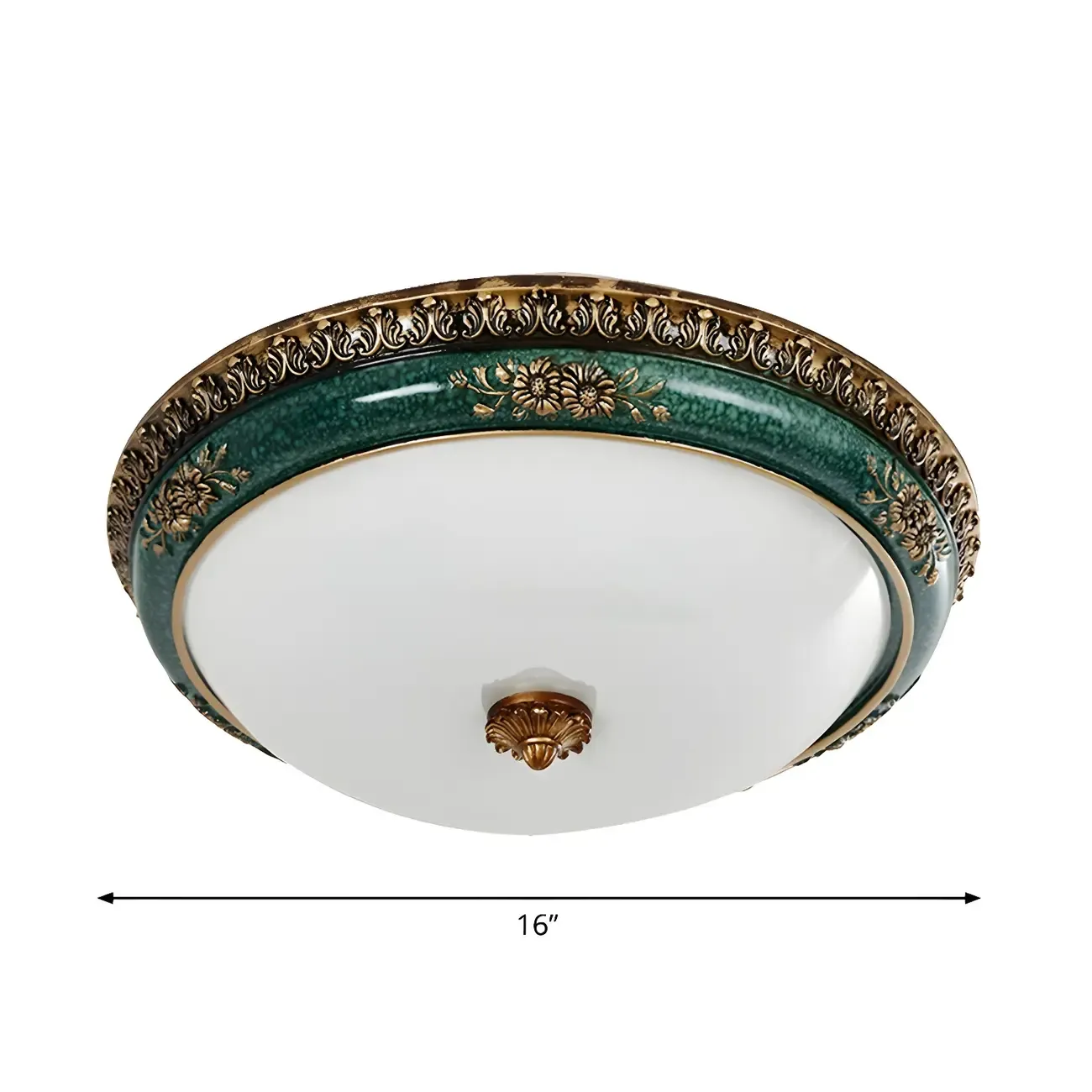 Classic Green Bowl Flush Mount LED Ceiling Light Image - 5