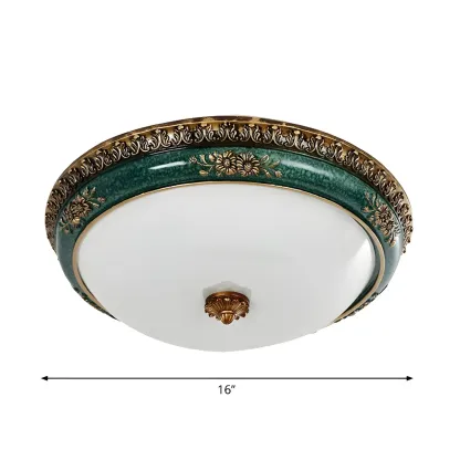 Classic Green Bowl Flush Mount LED Ceiling Light Image - 5