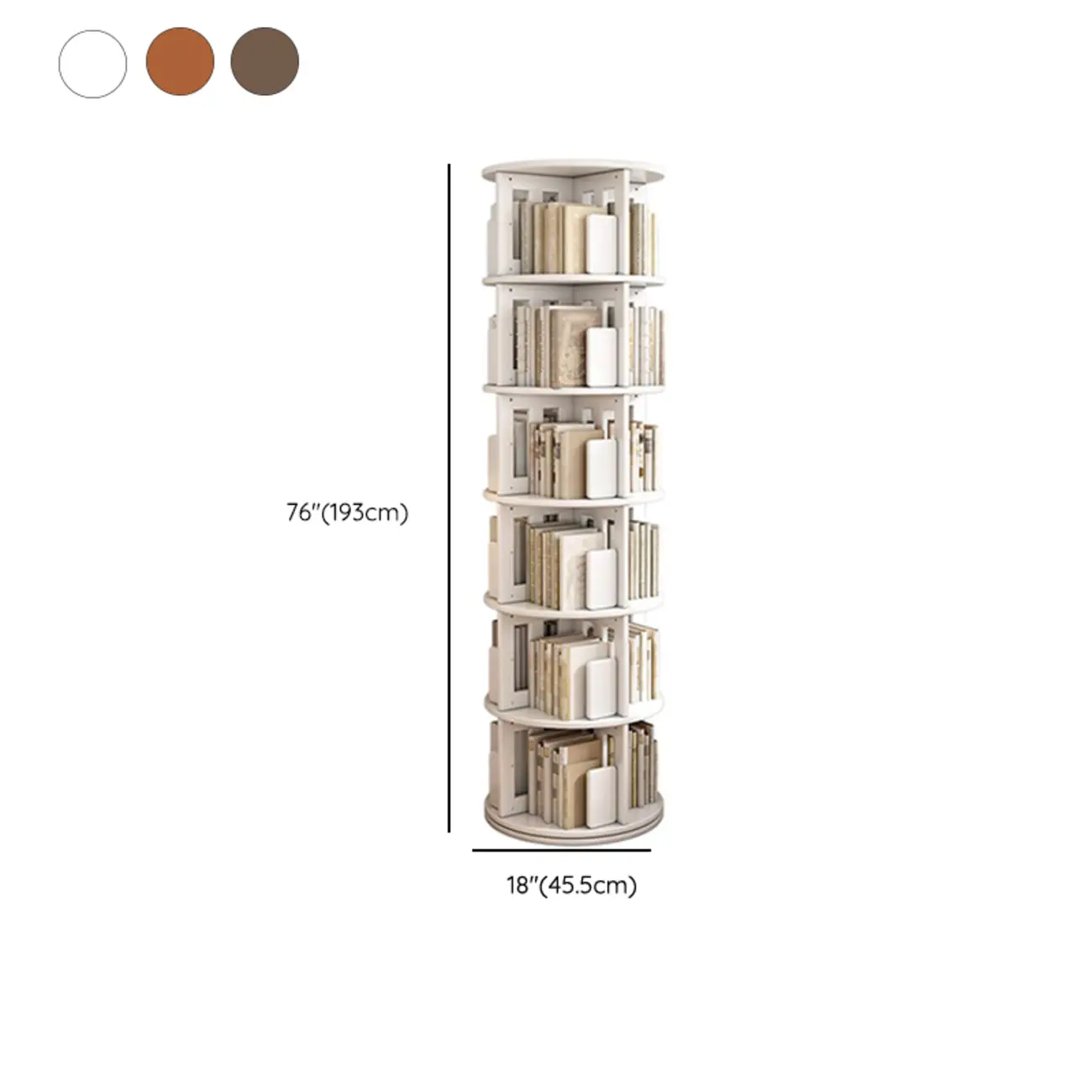 Medium Rotatable Nut-brown Wooden Vertical Bookcase #size | homeyfad