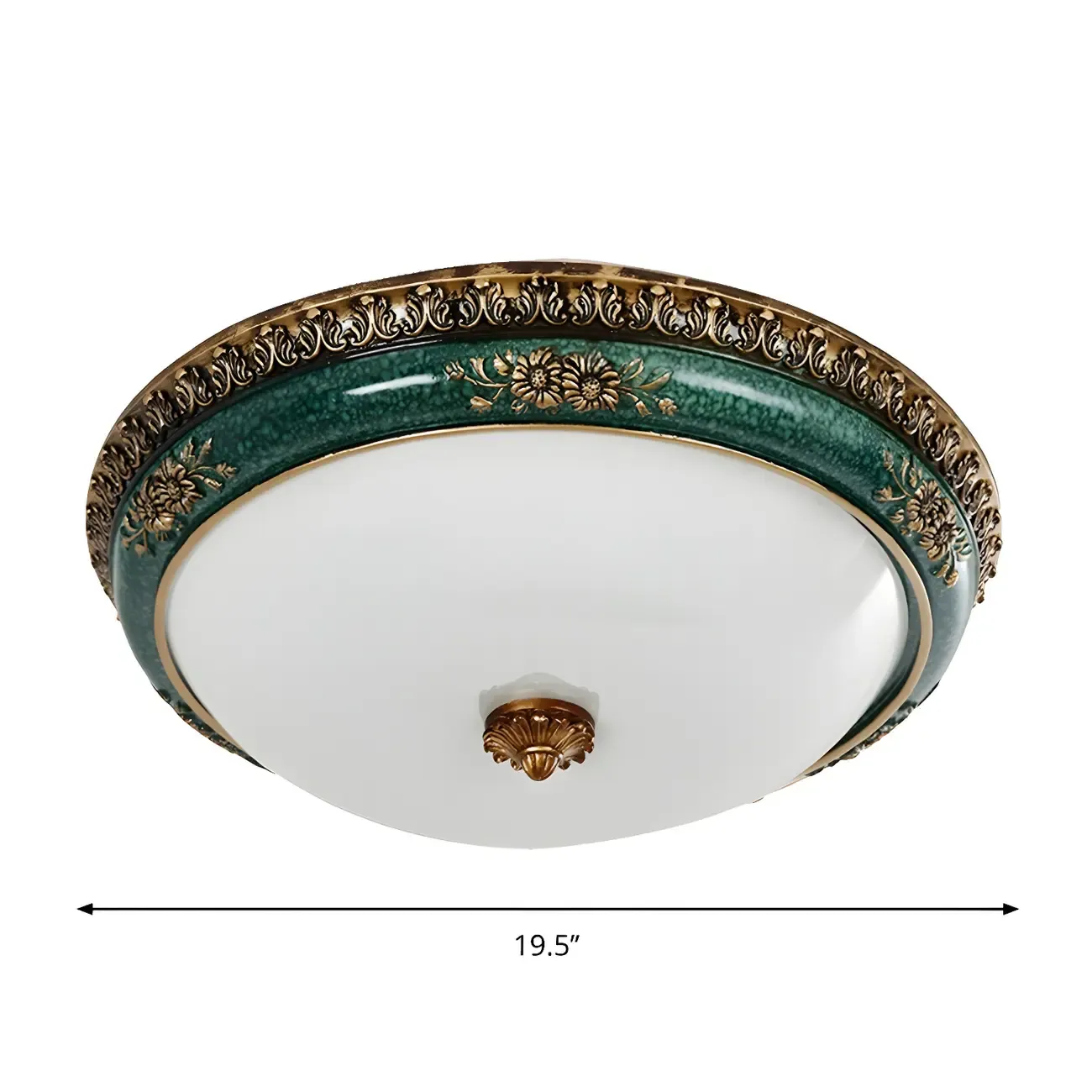 Classic Green Bowl Flush Mount LED Ceiling Light Image - 6