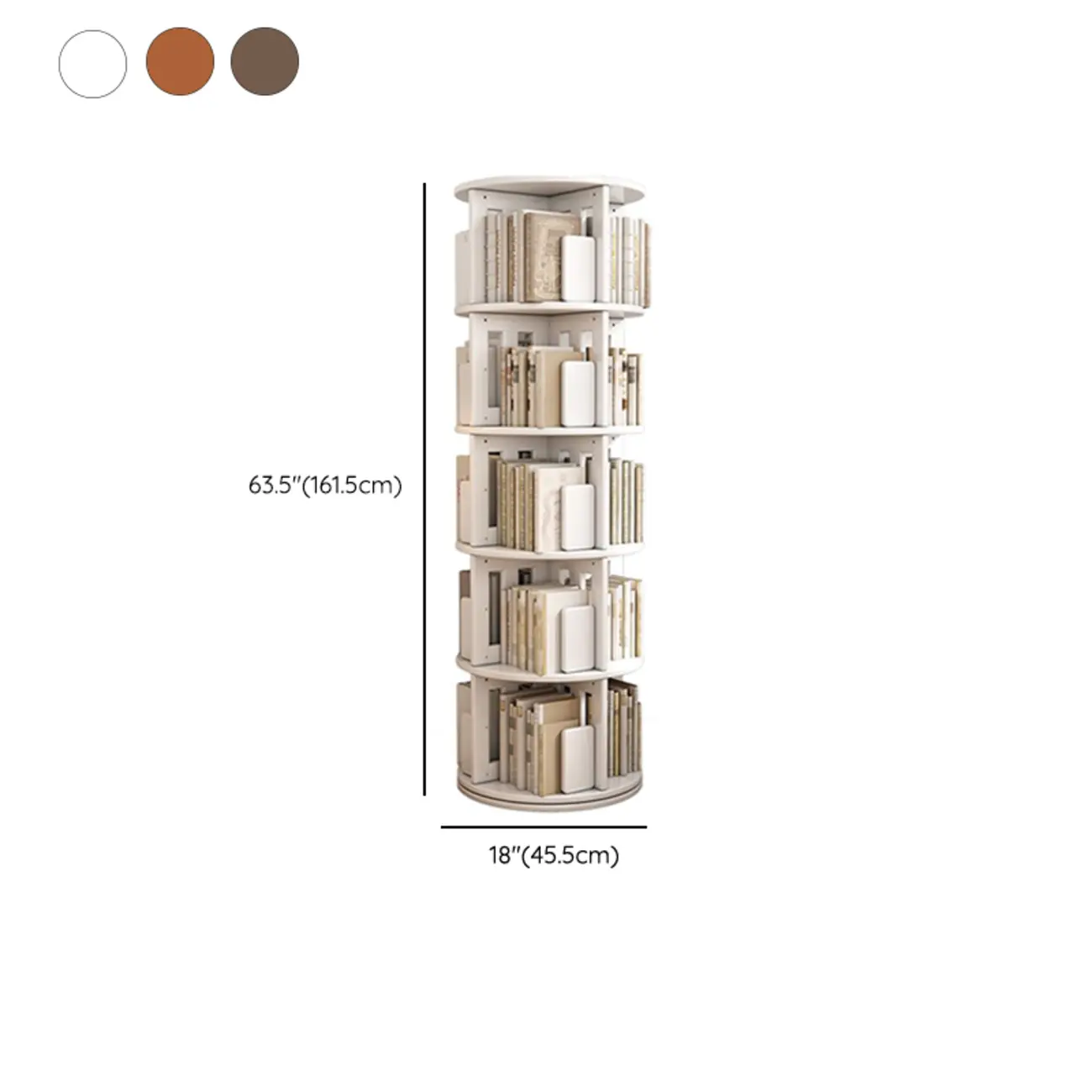Medium Rotatable Nut-brown Wooden Vertical Bookcase Image - 30 | homeyfad