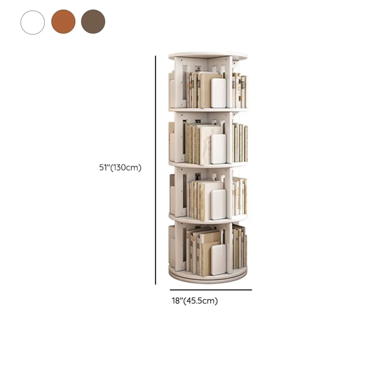 Medium Rotatable Nut-brown Wooden Vertical Bookcase Image - 31 | homeyfad