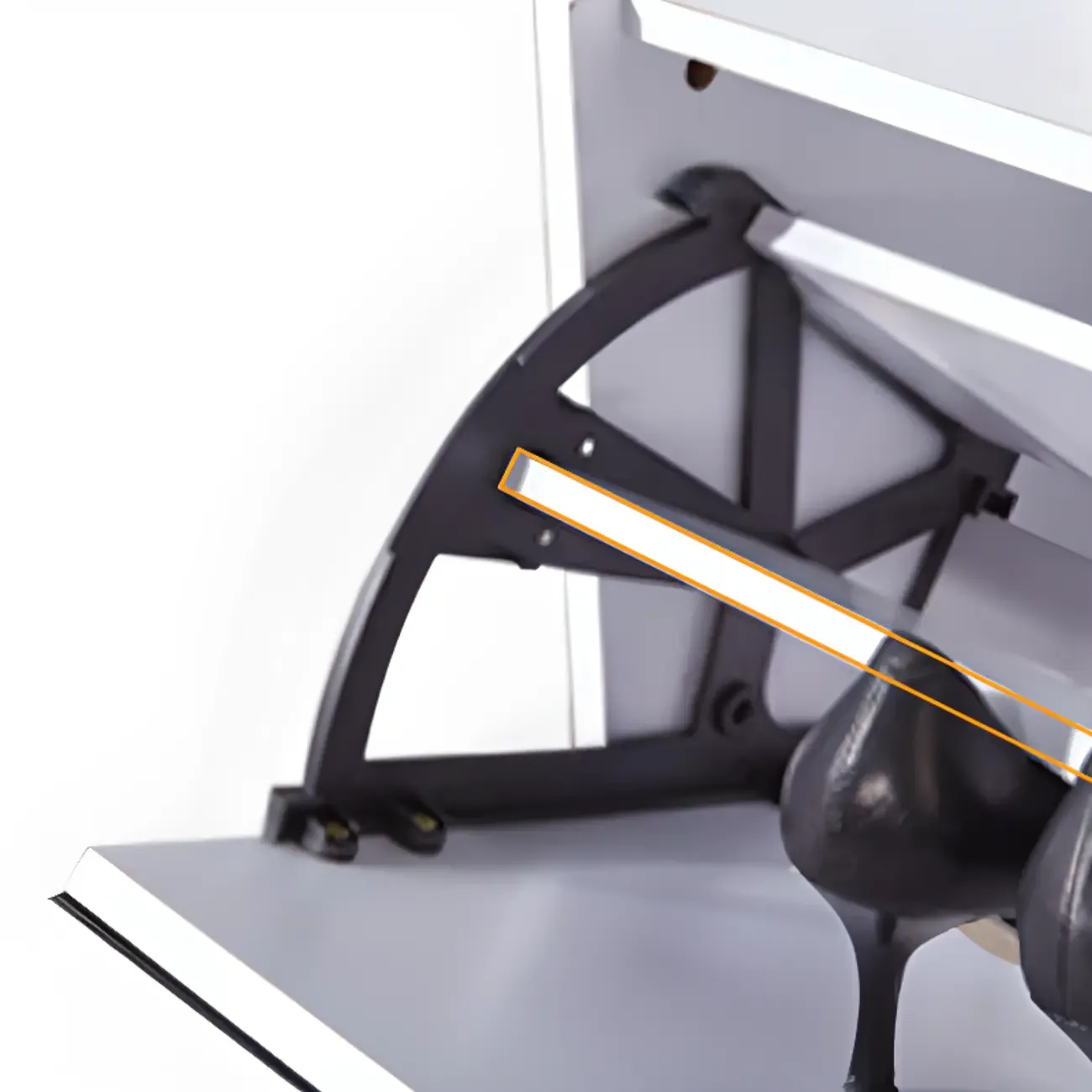 Hallway White Tall Wood Drop-Front Shoe Storage Image - 7