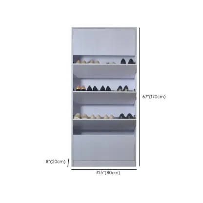 Hallway White Tall Wood Drop-Front Shoe Storage Image - 13
