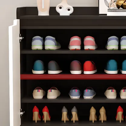 Sleek Milk Cocoa Wood Shoe Cabinet with Display Top Image - 14