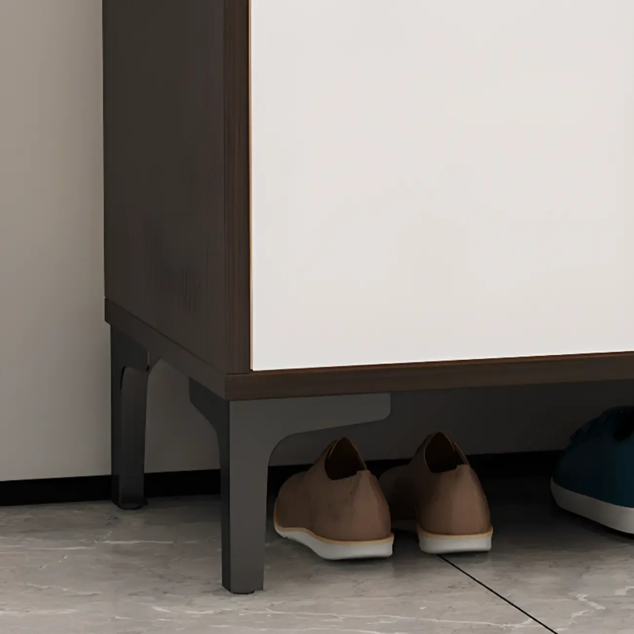 Sleek Milk Cocoa Wood Shoe Cabinet with Display Top Image - 16