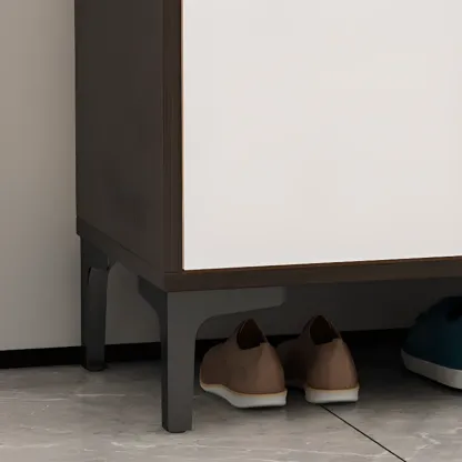 Sleek Milk Cocoa Wood Shoe Cabinet with Display Top Image - 16