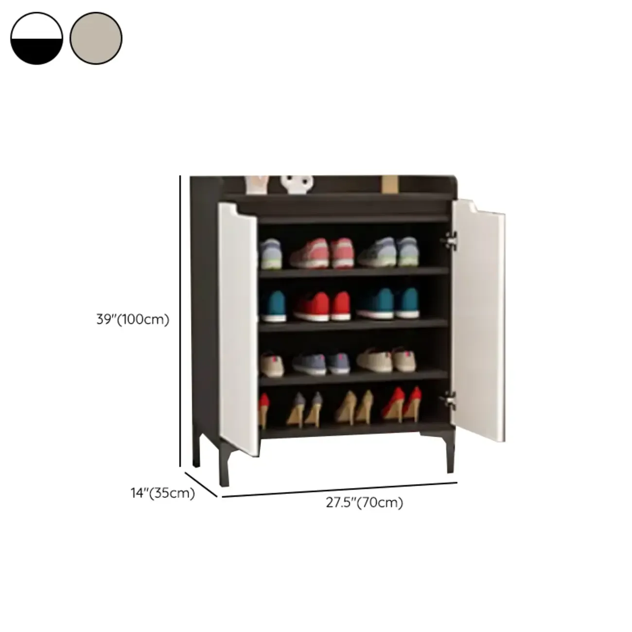 Sleek Milk Cocoa Wood Shoe Cabinet with Display Top Image - 18