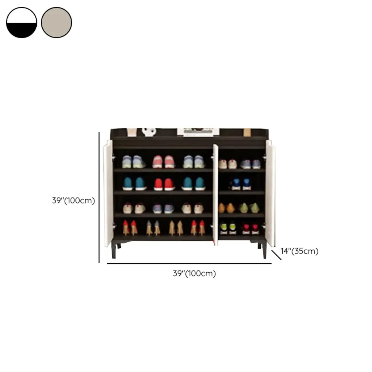 Sleek Milk Cocoa Wood Shoe Cabinet with Display Top Image - 20