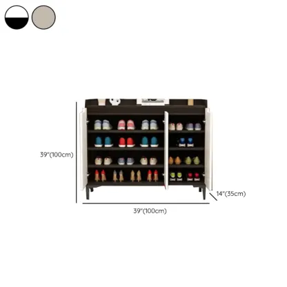 Sleek Milk Cocoa Wood Shoe Cabinet with Display Top Image - 20