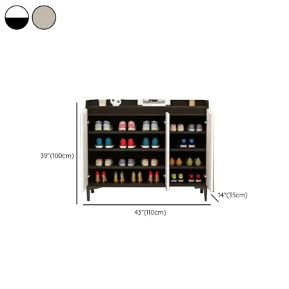 Sleek Milk Cocoa Wood Shoe Cabinet with Display Top Image - 21
