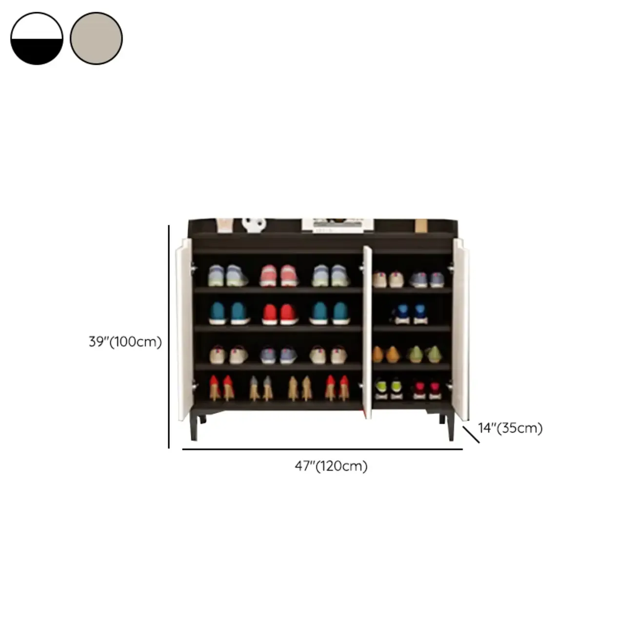 Sleek Milk Cocoa Wood Shoe Cabinet with Display Top Image - 22