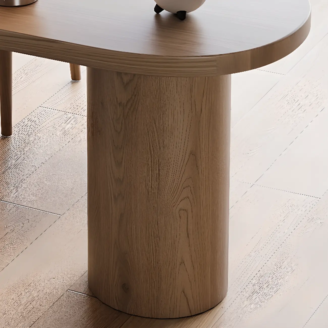 Industrial Pine Wooden Office Desk with Pedestal Base for Home Image - 5 | homeyfad