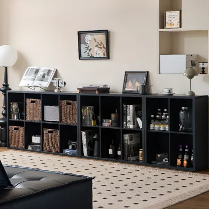 Black Horizontal Bookcases Cube Organizer Closed Back Image - 1