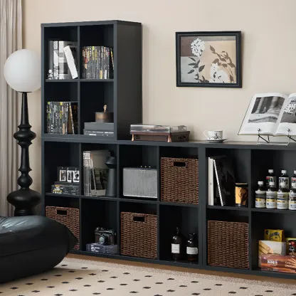 Black Horizontal Bookcases Cube Organizer Closed Back Image - 3