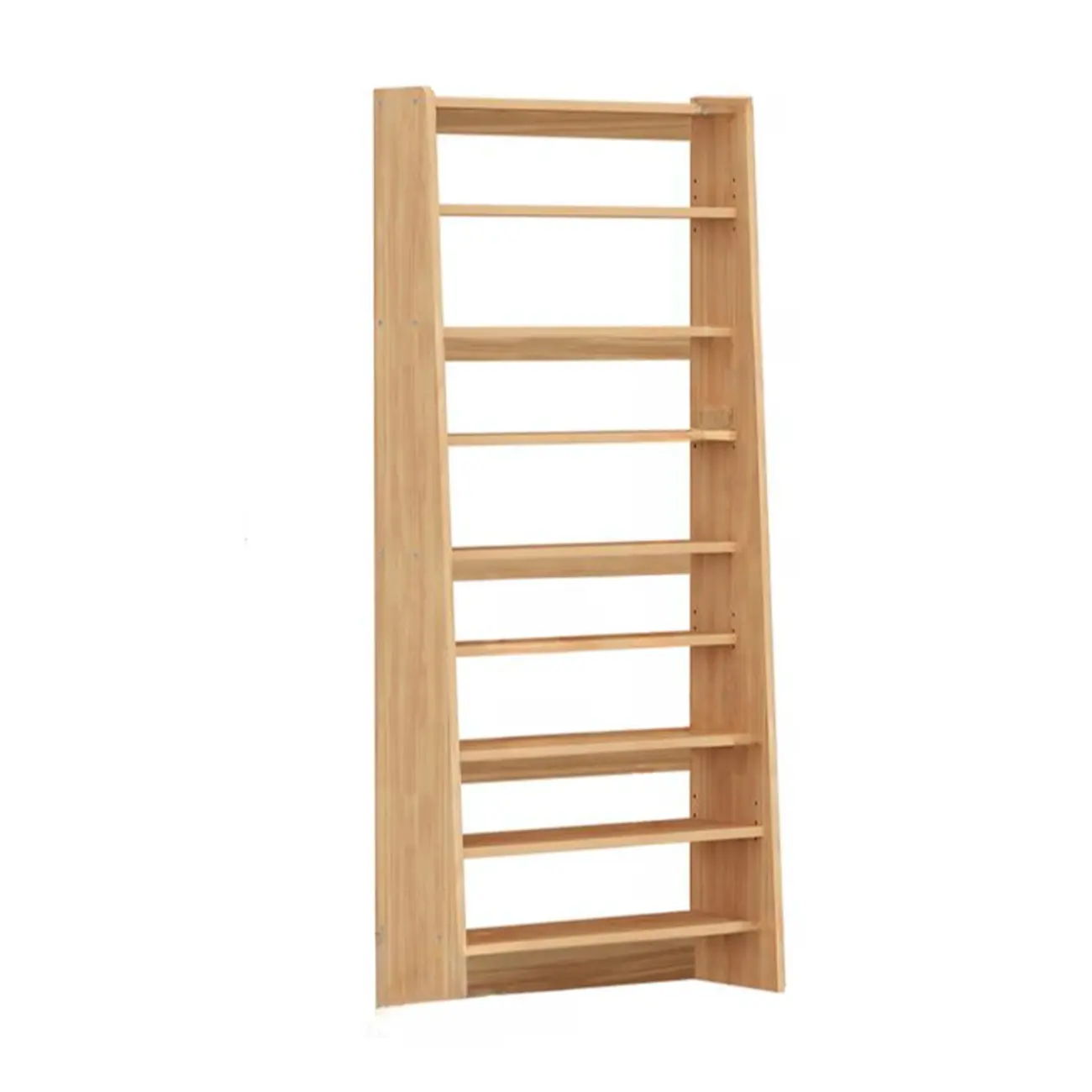Walnut 7-Tier Light Wood Ladder Shelf Open Bookcase Image - 19 | homeyfad
