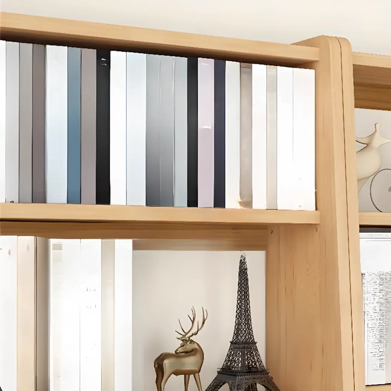 Walnut 7-Tier Light Wood Ladder Shelf Open Bookcase Image - 6