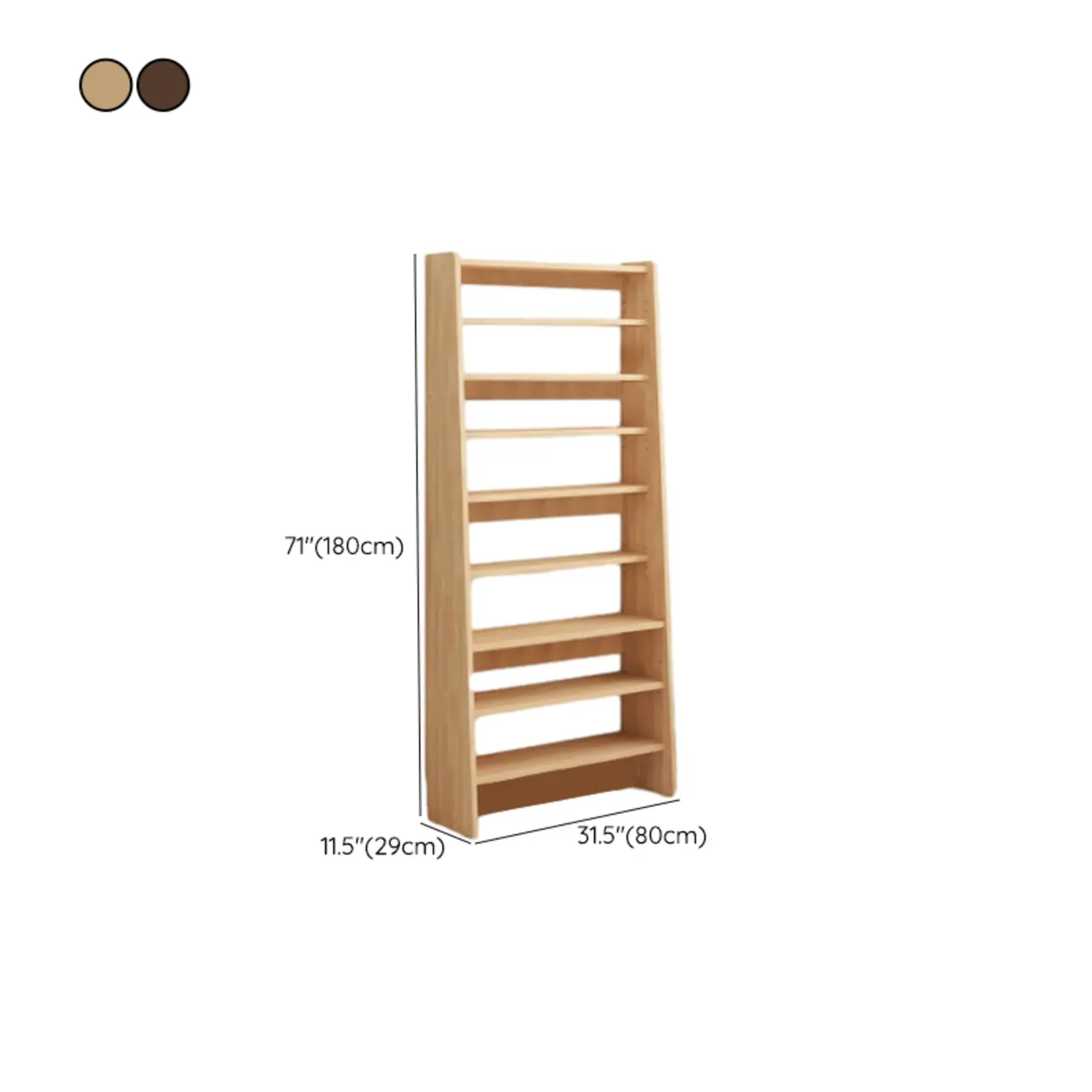 Walnut 7-Tier Light Wood Ladder Shelf Open Bookcase #size | homeyfad