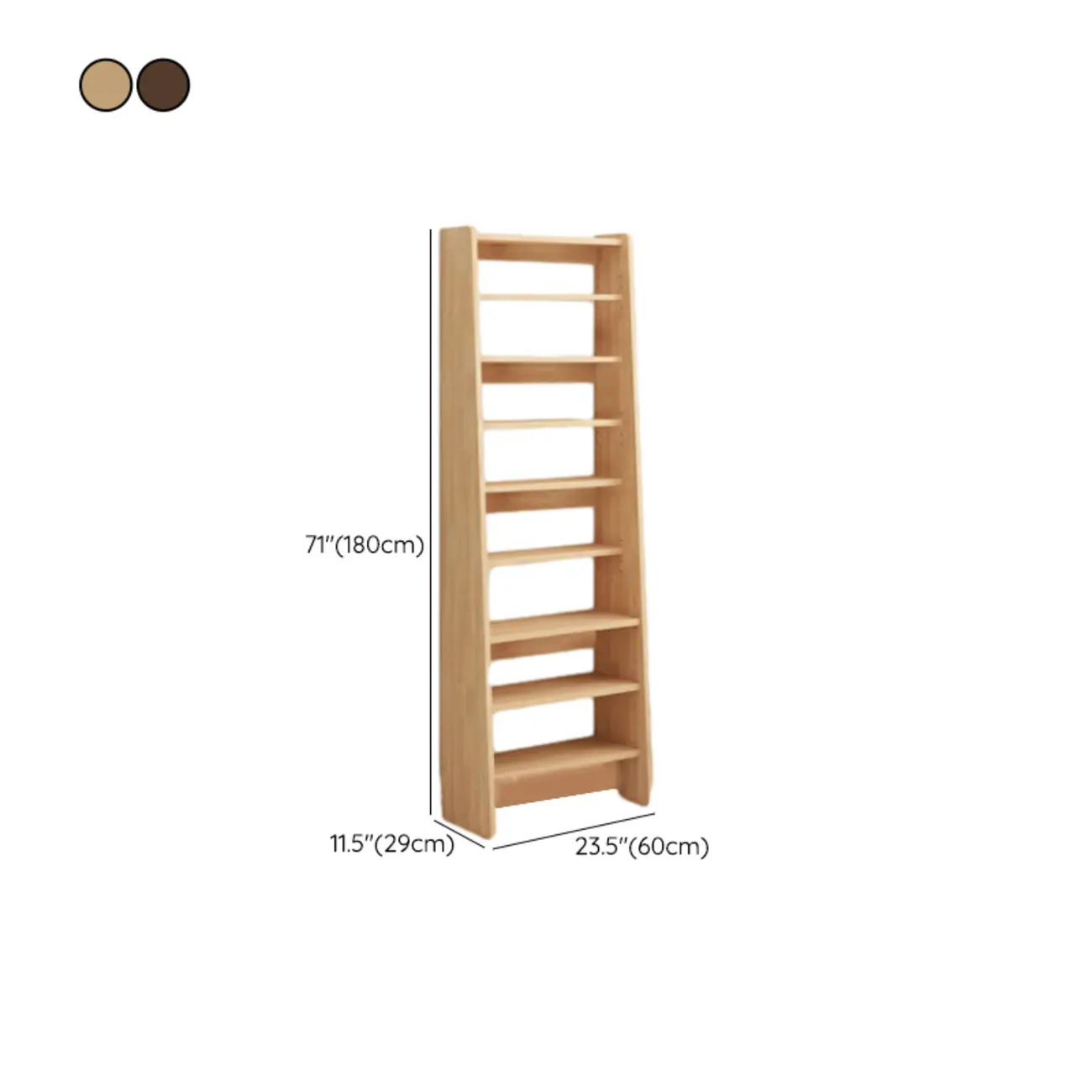Walnut 7-Tier Light Wood Ladder Shelf Open Bookcase Image - 12 | homeyfad