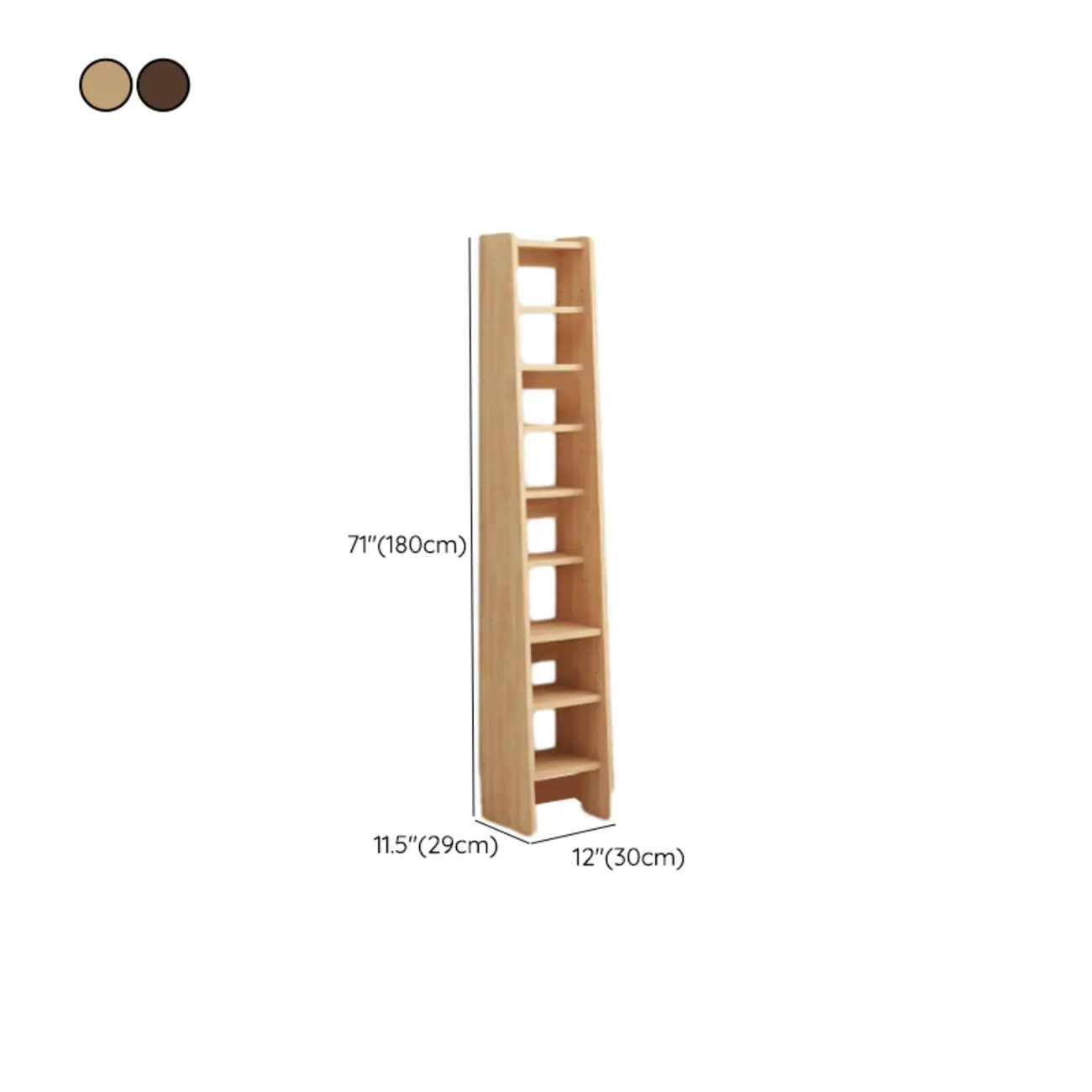 Walnut 7-Tier Light Wood Ladder Shelf Open Bookcase Image - 13 | homeyfad