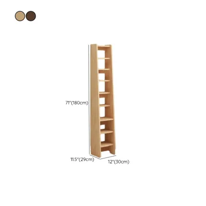 Walnut 7-Tier Light Wood Ladder Shelf Open Bookcase Image - 13