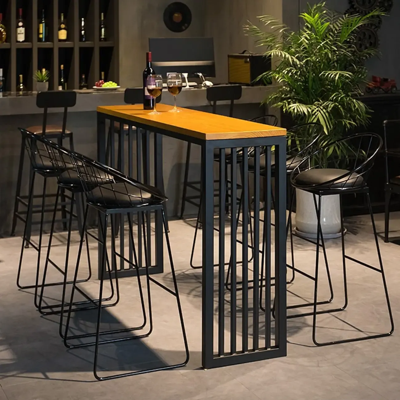 Modern Natural Pine Fixed Top Bar Tables Image - 1