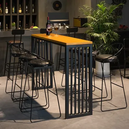 Modern Natural Pine Fixed Top Bar Tables Image - 1