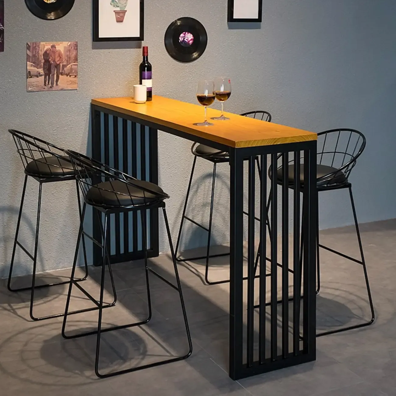 Modern Natural Pine Fixed Top Bar Tables Image - 3