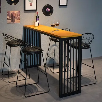 Modern Natural Pine Fixed Top Bar Tables Image - 3