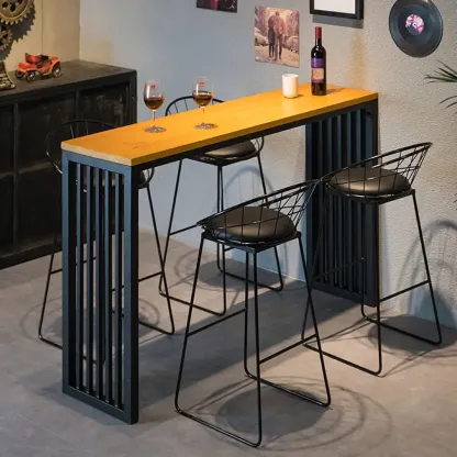 Modern Natural Pine Fixed Top Bar Tables Image - 4