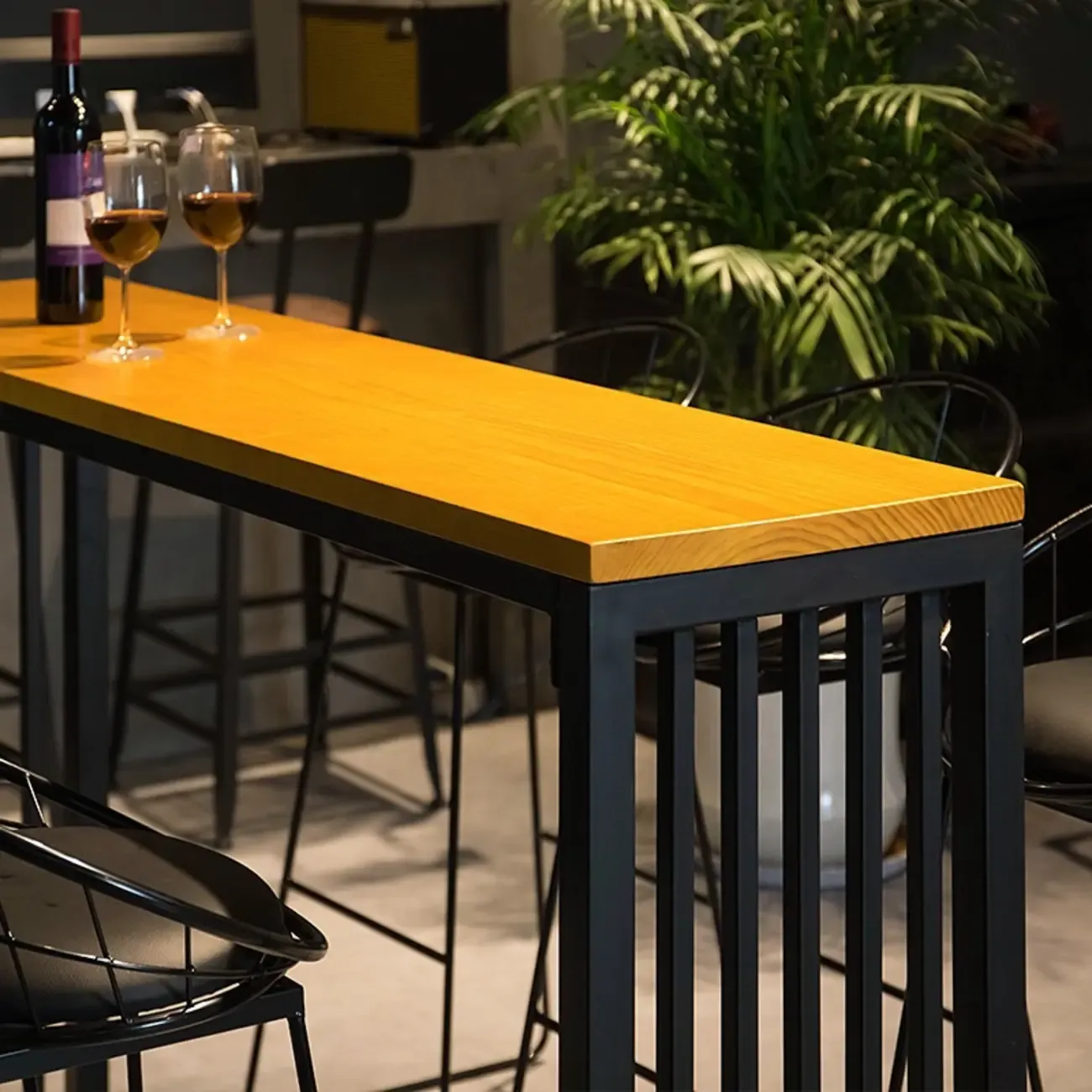 Modern Natural Pine Fixed Top Bar Tables Image - 5