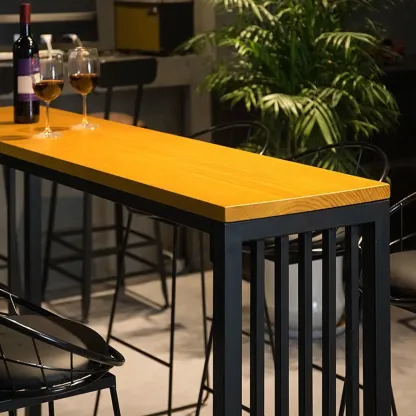 Modern Natural Pine Fixed Top Bar Tables Image - 5