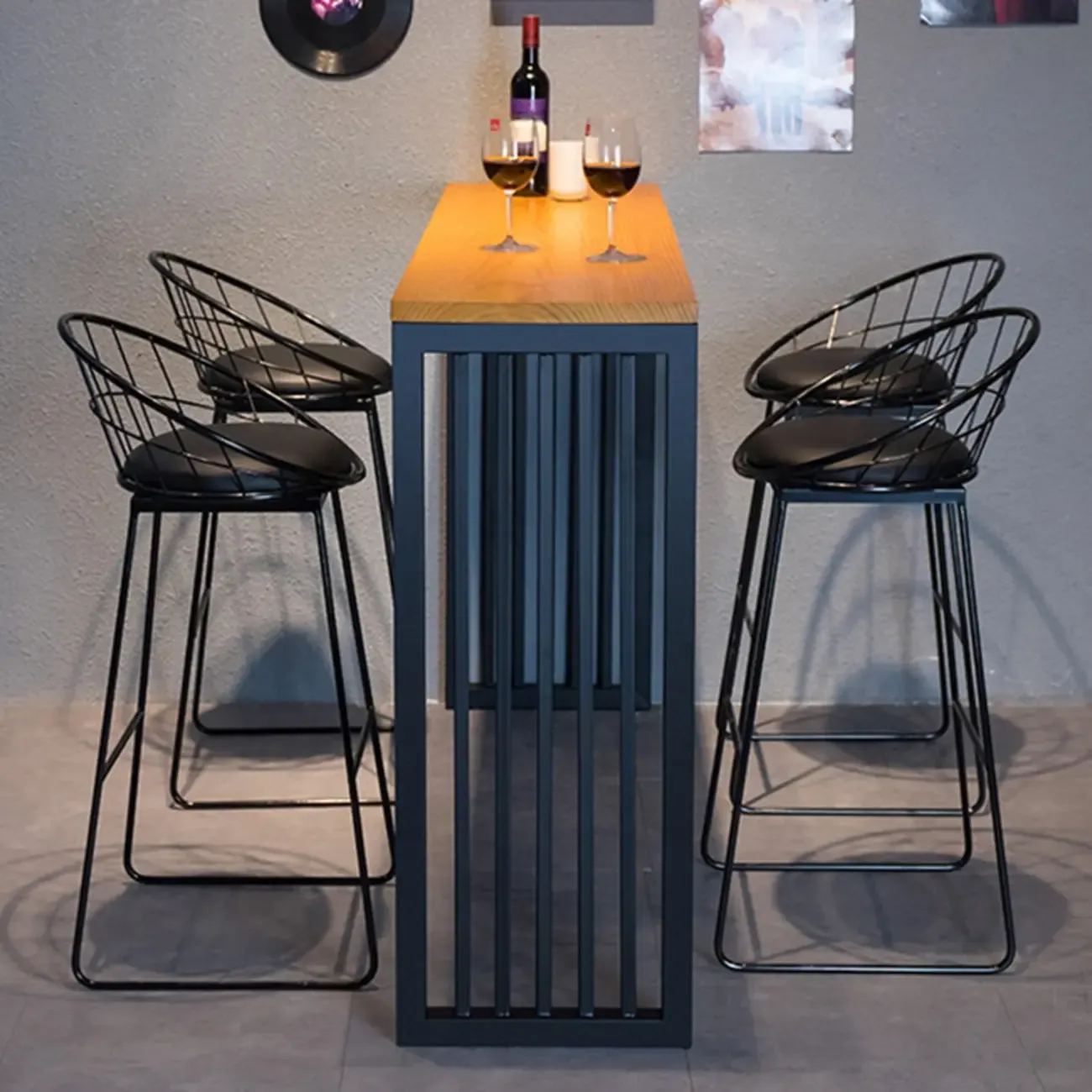 Modern Natural Pine Fixed Top Bar Tables Image - 6