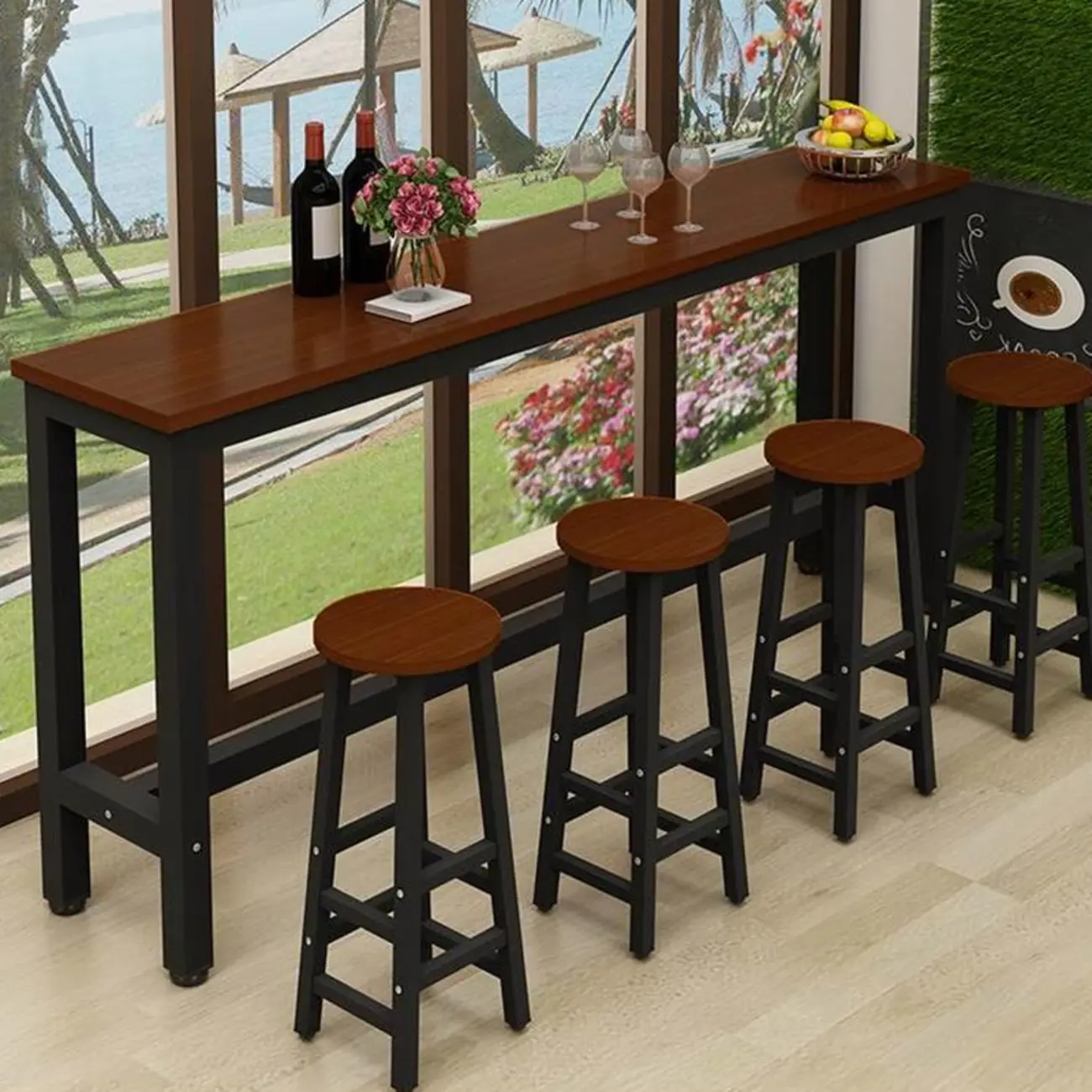 Modern Brown Wooden Fixed Top Bar Tables Image - 1 | homeyfad