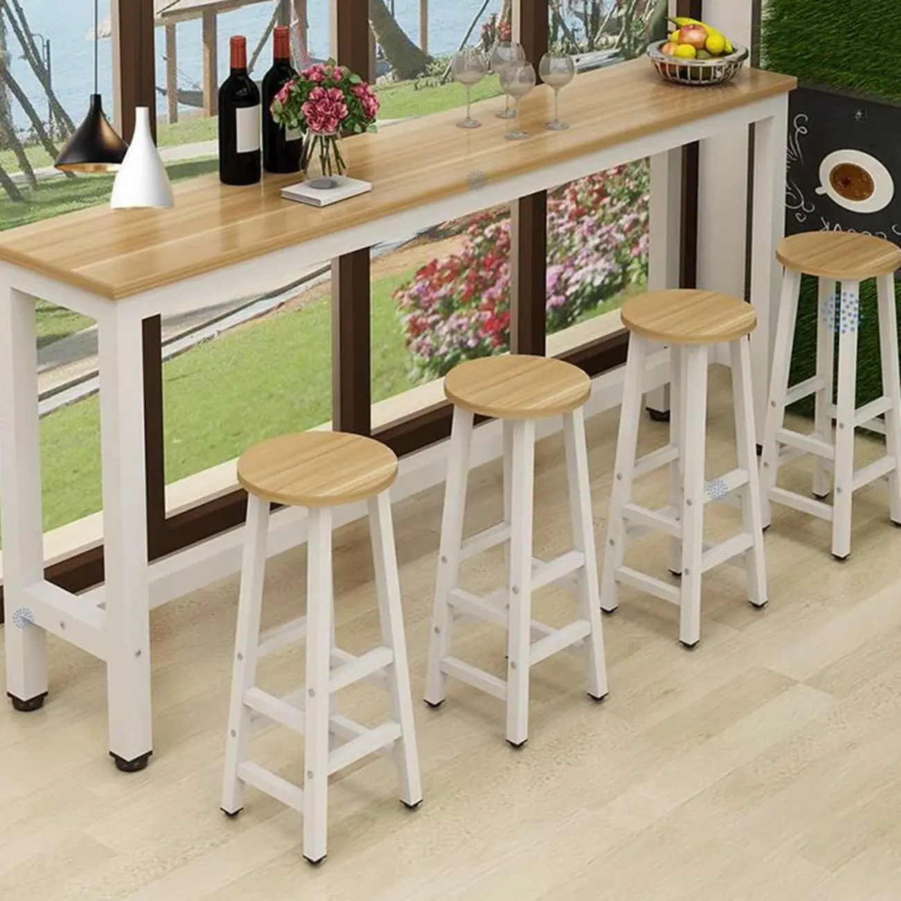 Modern Brown Wooden Fixed Top Bar Tables Image - 2 | homeyfad