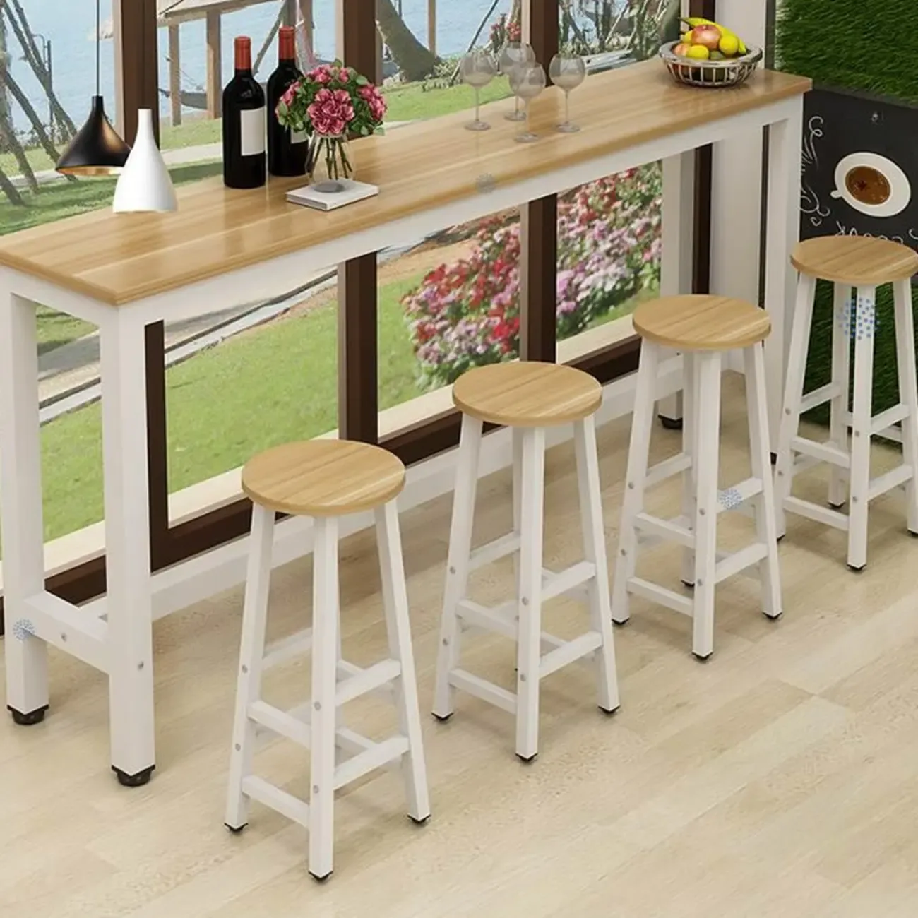 Modern Brown Wooden Fixed Top Bar Tables Image - 2