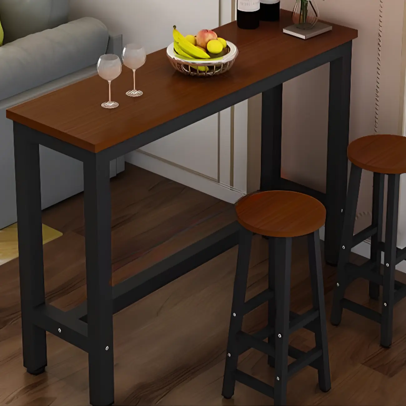 Modern Brown Wooden Fixed Top Bar Tables Image - 3 | homeyfad