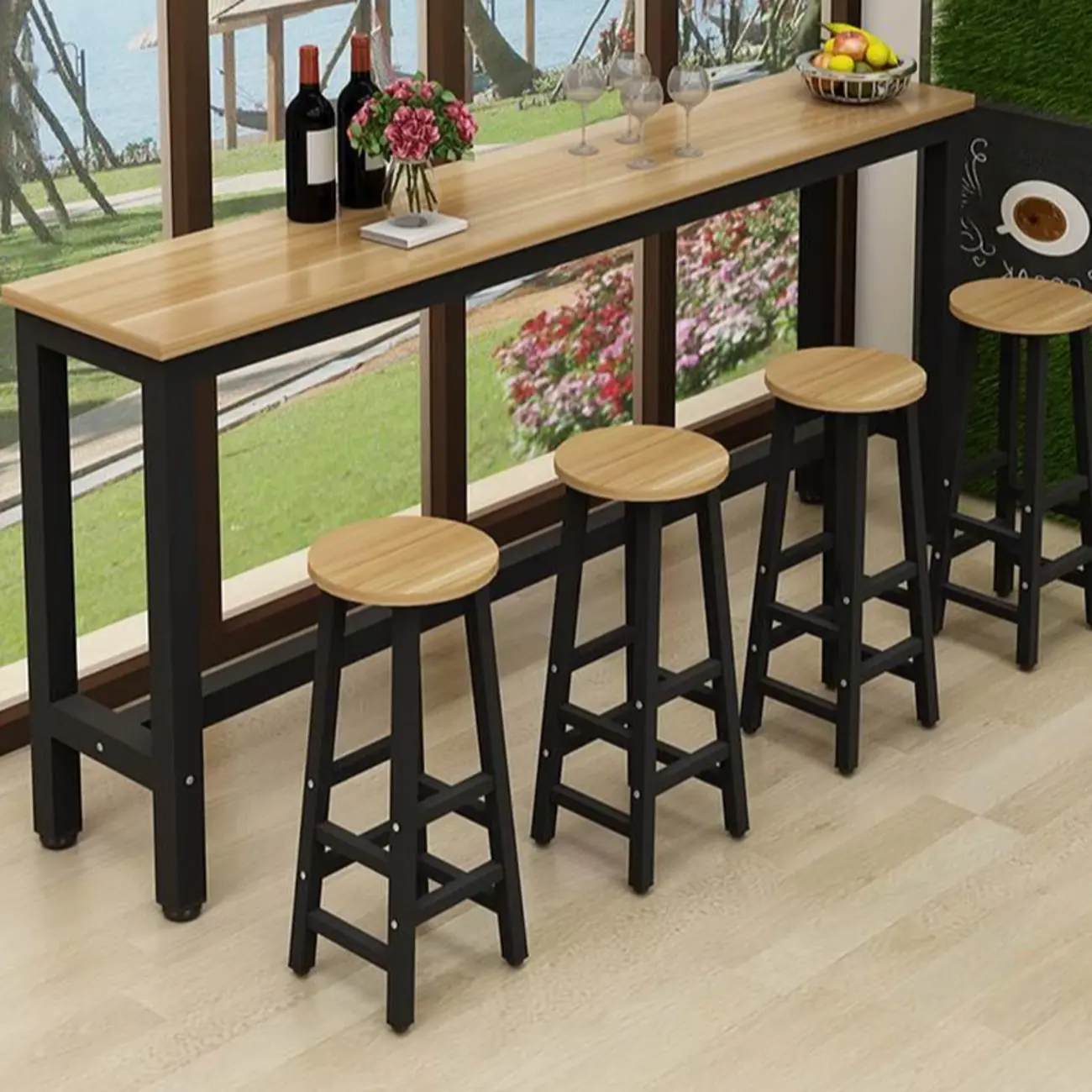 Modern Brown Wooden Fixed Top Bar Tables Image - 6 | homeyfad